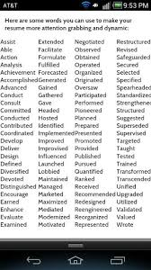 resume power words, resume words