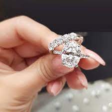 Oval Shape Cz 14k White Gold Plated 925 Sterling Silver Bridal Wedding Ring Set Diamondweddingrings Big Wedding Rings Cool Wedding Rings Wedding Rings Unique
