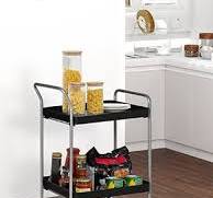 HOMCOM Carrello Portavivande a 2 Livelli con Maniglie e Ruote girevoli,  Carrello Portaoggetti in Metallo per Cucina Soggiorno, 63x40.4x83.5cm, Nero  : ...