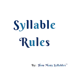 Syllable Rules How To Count Syllables