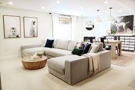 Maybe you would like to learn more about one of these? Before And After Our Basement Family Room Is Finished Basement Living Rooms Basement Furniture Basement Decor