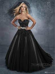 Black Wedding Dresses 2017 With Free Veil And Crystals Sash Appliques Beaded Tulle Black And White Ve Black Wedding Gowns Bridal Dresses Bridal Wedding Dresses