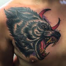 Search for other tattoos on the real yellow pages®. Red Moon And Angry Wolf Tattoo On Chest For Men