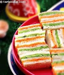 Tricolour Sandwich Recipe Indian Tricolour Sandwich Carrot Paneer Double Layered Sandwich Recipe Sandwich Recipes Indian Food Recipes