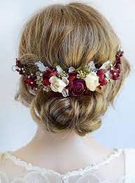 Burgundy Headpiece Floral Hair Piece Burgundy And Silver Etsy Burgundy Hair Accessories Bridal Hair Clip Floral Hair Clip