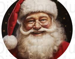 Santa Claus Christmas Round Png Sublimation Digital Design Download Wreath  Sign Wind Spinner Cutting Board Image Christmas Ornament Png