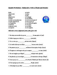 Spanish Worksheet Subjunctive Verbs Of Doubt And Emotion Worksheets Spanish Worksheets Teaching Spanish