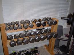 Build Diy Dumbell Weight Rack From Wood Diy Gym Homemade Gym Equipment Diy Gym Equipment