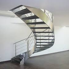 Escalier hélicoïdal colimaçon, marches en bois, rampe reling en inox. Escalier Helicoidal En Inox Modele Times