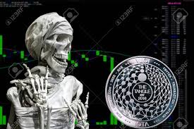 The Coin Cryptocurrency Iota And Skeletonon A Background Chart