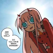 Zero Two Do You Have Brain Damage In 2020 Funny Star Wars Memes Funny Anime Pics Hello Memes