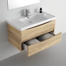 Meuble Salle De Bain 90 Cm Chene 2 Tiroirs Plan Composite Nature Meuble De Salle De Bain Salle De Bain Meuble Salle De Bain