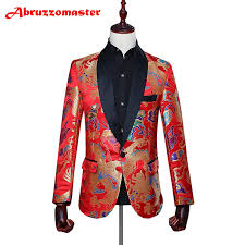 Us 71 89 21 Off Animal Print Suit Jacket Red Print Suit Blazer Shawl Lapel Man Jacket Custom Made Man Top Tailor Suit Blazer Jacket P In Suit