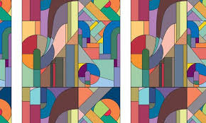 Motif de rayures noires et blanches. Vente Papier Peint Motif Vitrail Style Art Deco Pas Cher