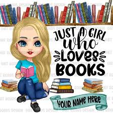 Book Lover PNG, Just A Girl Who Loves Books, Blonde Girl Reader Clipart,  Cute Girl Reading Book, Cartoon People, Best Friend Clipart