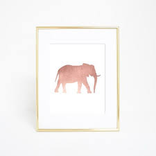 Rose Gold Elephant Wall Art Print Elephant Artwork Jungle Wall Art Elephant Wall Art