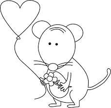 Black And White Mouse Image Cute Black And White Valentine S Day Mouse With Images Valentine Clipart Mouse Drawing Valentines