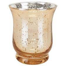 Their patterns, shapes and textures add to their unique vintage look. Mercury Glass Votive Candle Holder 4 5 H Speckled Gold Hurricane