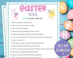 Easter trivia game | printable easter games | party games | easter activities for adults and kids | fun easter dinner | spring trivia. Easter Trivia Etsy