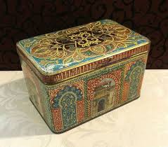 Beautiful Antique Tin Box Ornate Box Ancient Architecture Middle Eastern Indian Black Door Decorative Tin C 1910 Decorative Tin Tin Boxes Vintage Tin