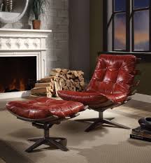 Paso red adirondack chair ottoman. Gandy Swivel Chair Ottoman Set 59531 By Acme In Red Leather