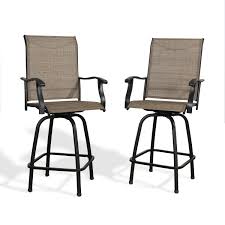 Ulax Furniture Outdoor 2 Piece Swivel Bar Stools High Patio Chairs With Sling Seat Walmart Com In 2020 Outdoor Furniture Patio Chairs Bar Stools