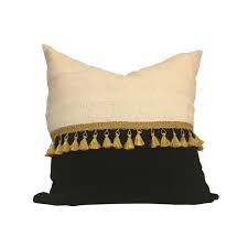 Black And White Lumbar Pillow With Tassels Pin On Decorative Pillows