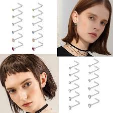 40/Crystal Straight Nose Screw Curve Package Nose Ring Set, Curved  Perforation, Non-Packaging from Dhgate Other