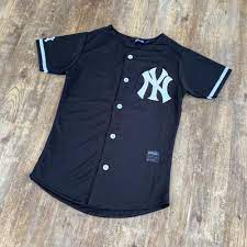 Camiseta Beisbolera Ny Negra Mujer Bausi