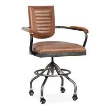 Our comprehensive range of traditional leather desk chairs, are hand upholstered here in the uk by our own upholsters (not imported). Tan Leather Wren Industrial Office Chair Vintage Chairs
