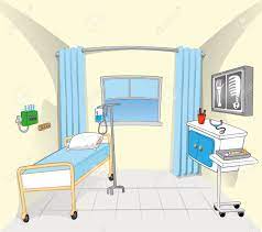 Professional medicicne family doctor workplace with weighing equipment. Cartoon Hospital Bed Background Cartoon On Net