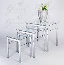 Glass Nest Of Tables 3 Coffee Side Coffee Lamp Table Set Living Room Furniture Royale Comfort Http Www Glass Nesting Tables Nesting End Tables End Table Sets