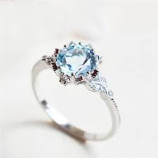 2018 Silver Color Light Blue Stone Aaa Cubic Zircon Love Lady Ringinto I Aquamarine Engagement Ring Aquamarine Engagement Ring Vintage Floral Engagement Ring