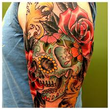 Sugar Skull And Roses Kirk Nilsen Crowne And Anchor Tattoo Nj Skull Sleeve Skull Tattoos Girly Skull Tattoos