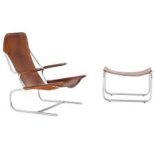 Tubular Chrome Frame Lounge Chair With Cognac Saddle Leather Vintage Lounge Chair Mid Century Modern Style Chair