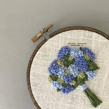 Blue Hydrangea Bouquet Embroidered Hoop Art Hoop Art Hand Embroidery Art Embroidery Hoop Art