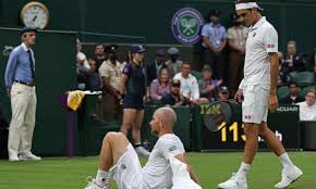 Sixth seed roger federer survived a massive scare against adrian mannarino before advancing to the wimbledon second round on tuesday when the frenchman retired with a knee injury after slipping on court. 6u1hgzngvweoym
