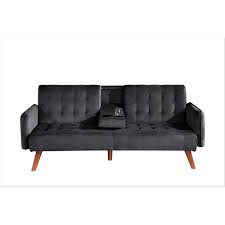 Modern design available in three finishes: Us Pride Furniture Carrington 72 In Black Velvet 2 Seater Twin Sleeper Convertible Sofa Bed With Tapered Legs Sb9070 The Home Depot