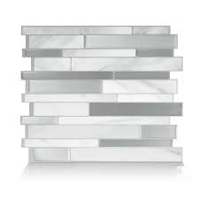 Simplify your life with these innovative stick on wall tiles, that have been specially designed for kitchen and bathroom backsplash areas. Smart Tiles Milano Carrera Grey 11 55 In W X 9 65 In H Peel And Stick Self Adhesive Decorative Mosaic Wall Tile Backsplash Sm1060 1 The Home Depot