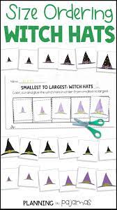 Witch Hats Size Ordering Cards And Worksheet A Perfect Math Center For Halloween Witch Hat Witch Math Center