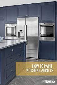 How To Paint Your Kitchen Cabinets In 2021 Diy Kitchen Renovation Kitchen Renovation Navy Kitchen Cabinets