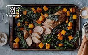 Sheet Pan Roasted Pork Butternut Squash And Kale Butternut Squash Kale Recipe Myfitnesspal Recipes Butternut Squash Recipes