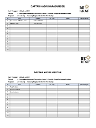 Check spelling or type a new query. Daftar Hadir Narasumber Mentor Dan Narasumber