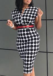 Black And White Polka Dot Bodycon Dress Black White Polka Dot Print V Neck Cap Sleeve High Waisted Bodycon Party Midi Dress African Design Dresses Classy Dress Outfits Women Bodycon Dress