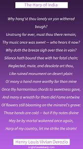 The Harp Of India Summary And Analysis By Henry Derozio Harp India Indian Poets