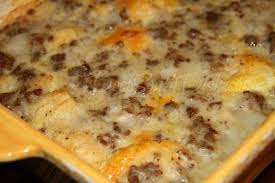 Biscuits And Gravy Casserole With Eggs Deep South Dish Egg Biscuit And Sausage Gravy Breakfast Casserole Sausage Gravy Breakfast Dishes Breakfast Brunch Recipes