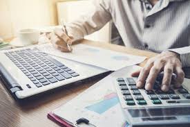 Businessman Working On Desk Office Business Financial Accounting Calculate Financial Accounting Office Desk Business Man