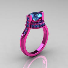 Black And Pink Wedding Ring Modern Italian 14k Pink Gold 1 5 Ct Blue Topaz By Artmasters 2899 00 Black Diamond Wedding Rings Wedding Rings Pink Sapphire Pink Sapphire Ring Engagement