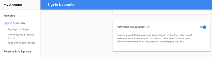 Log in to your google account on the left navigation panel, click on security at the bottom of the page, in the less secure app panel, toggle the switch to on How To Send Email From Hp Printers Through Gmail By Yidan Wang Medium
