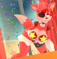 192116 - suggestive, alternate version, artist:purplefondue, foxy (fnaf),  animatronic, canine, fox, mammal, robot, anthro, five nights at freddys,  2022, 3d, all fours, areola, areola slip, arm under breasts, bedroom eyes,  belly button,